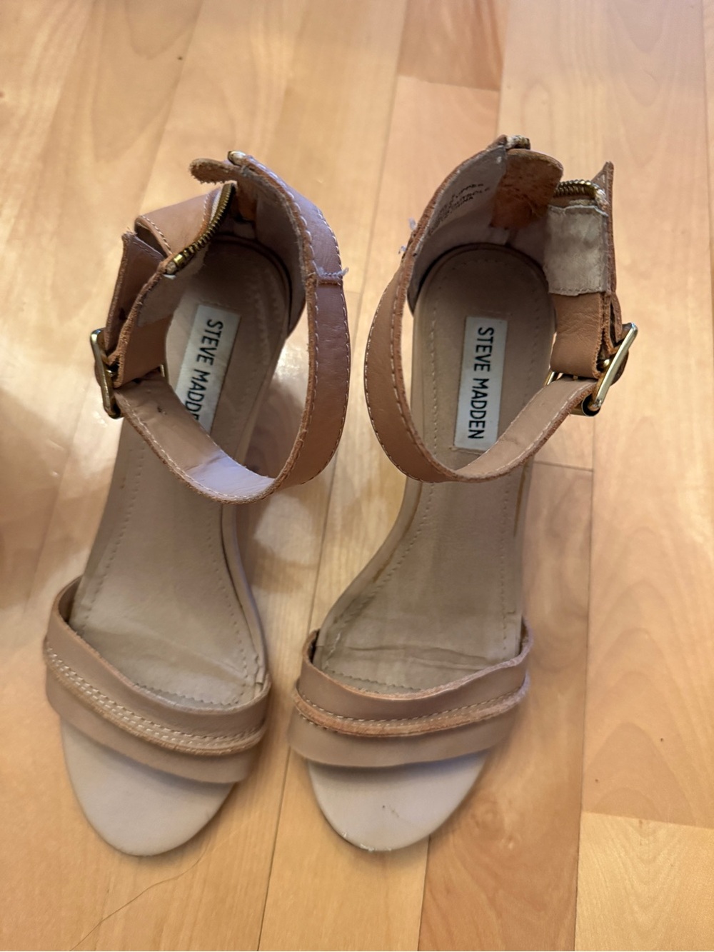 Steve Madden Neutral Tan Ankle-Strap Heels